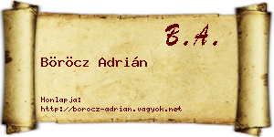 Böröcz Adrián névjegykártya
